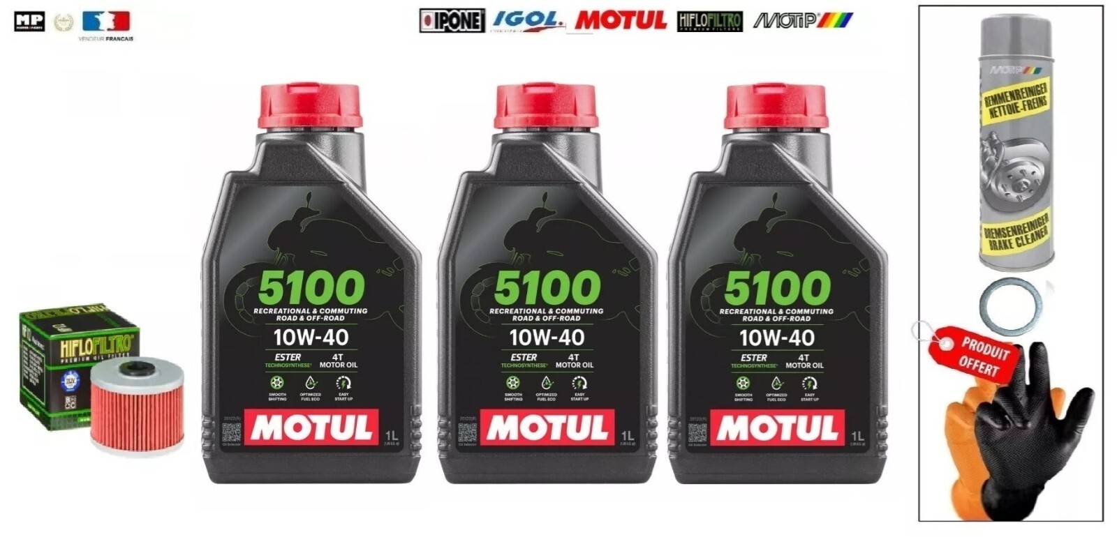 Kit Vidange Haute Protection Motul 5100 10W40 Honda XR 650 R 1993
