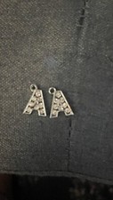 Letter  A  Charm Pendant. Silver Color W/ Clear Crystal Lobster Claw 2 