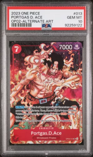 2023 One Piece Portgas D. Ace OP02-013 Alternate Art PSA 10
