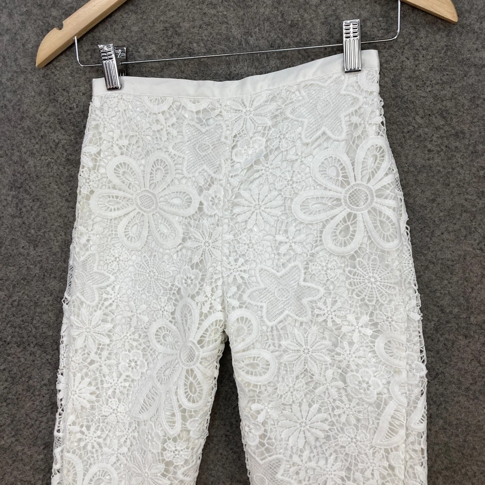 Calça Monsoon para Meninas Tamanho 11 Anos Branca Floral Renda Forrada Reta 1408 - Imagem 2 de 4