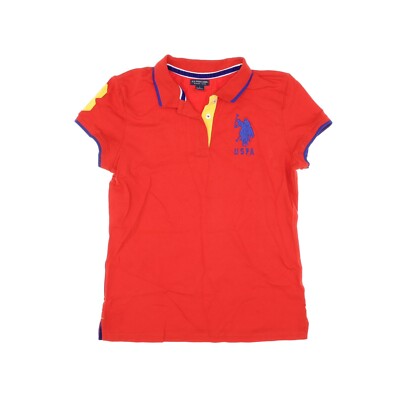 U.S. Polo Assn. L32815 Womens Red Triple Crown Stretch Pique Polo Shirt Size L