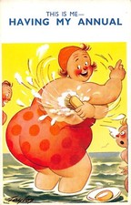 POSTCARD  COMIC  SEASIDE FAT LADY  ANNUAL   #  498