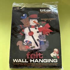 Titan Needlecraft SNOWMAN / ANIMALS 18"X14" Felt Wall Hanging Kit 442-A NEW 1985