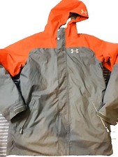 Under Armour UA Boys Youth XL 3 In 1 Storm Hooded Coat Gray Orange Winter Jacket