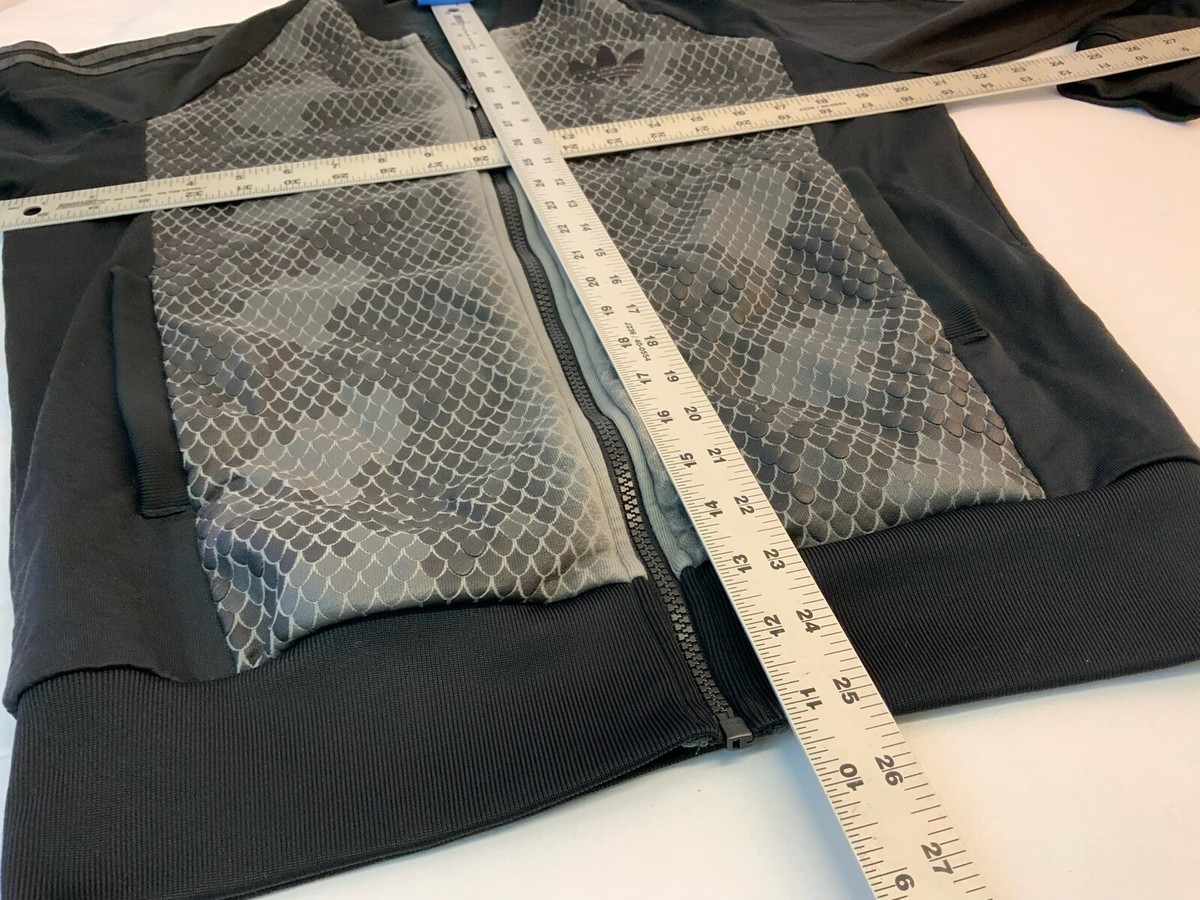 Adidas Track Jacket S Men Black Snake Print Poly Full Zip Adidas Track Jacket S Men Black Snake Print Poly Full Zip