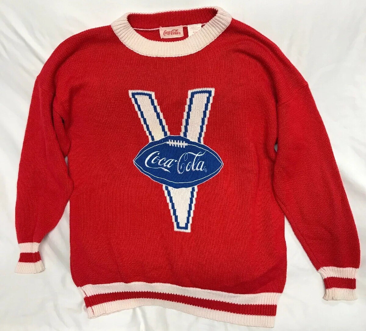 トップス 90s vintage sweat Coca-Cola USA football Vintage 90's Original Coca-cola Soda Company White Navy Blue