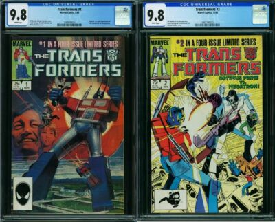Transformers #1 and #2 CGC 9.8 Marvel 1984 Both Books! White Pages M9 113 920 cm