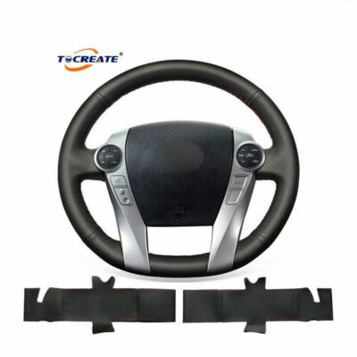 DIY Black Leather Steering Wheel Cover for Toyota Prius 30(XW30) C V Aqua #F057