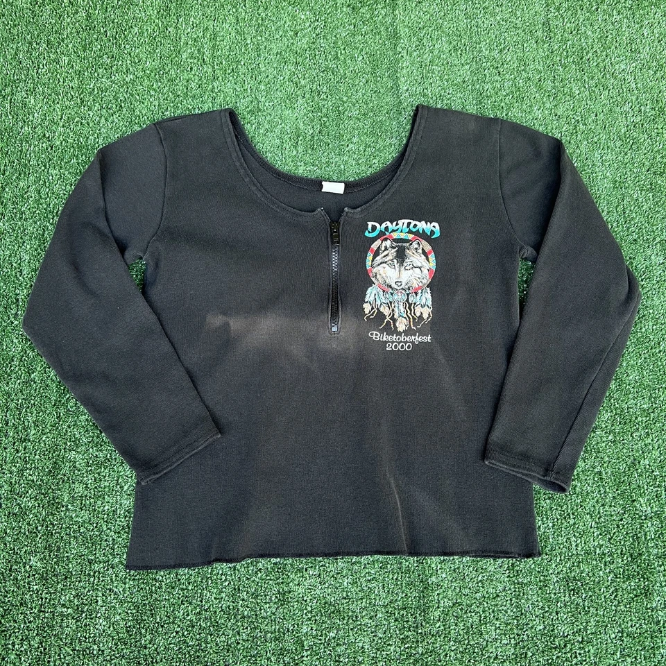 VTG Boothill Bike T-Shirt Womens Large / XL Black White Bike Week Motorcycle Y2K - Image 2 of 4