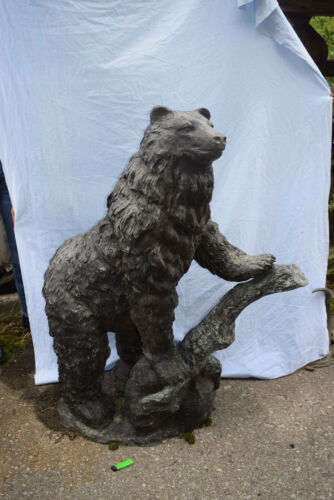 Bronze-Bär auf Baumstamm Antikpatina England ca.120kg H:128cm - Bild 1 von 7
