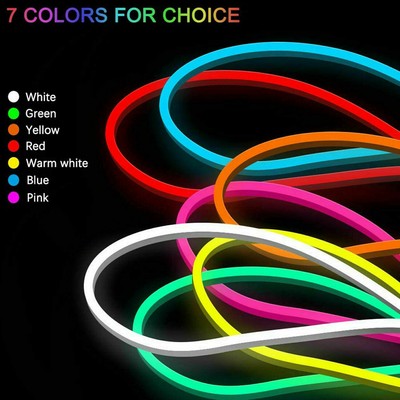 12V Sign Neon Lights Silicone Tube Flexible LED Strip Waterproof 3M 5M US Ship