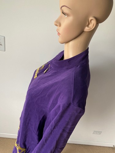 Draper’s & Damon’s Purple Stretch Poly Jacket Coat Gold Embroidered Leopards L - Picture 5 of 12