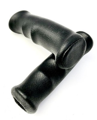 Paar ergonomische Echtledergriffe schwarz