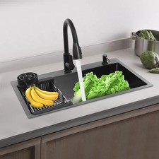 Kitchen Sink Stainless Steel Kitchen Sink Flushmount Sink With Pull-Out Faucet  