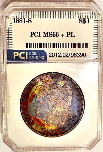 1881-S Gem BU +++ PL Proof-like End Roll Monster Rainbow Color Toned - Picture 3 of 3