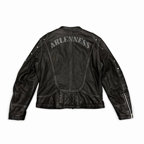 Arlen Ness Genuine Leather Cafe Racer Motorcycle Jacket Black XL - product listing photo