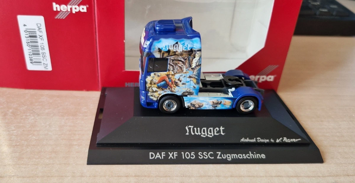 herpa modello di camion DAF XG Schubboden-Sattelzug S.W.A.T. (Thüringen/Rodeberg - Struth), in scala 1:87, pezzo da collezione, modello tedesco, statuetta plastica