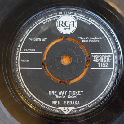 Neil Sedaka   Oh! Carol / One Way Ticket 7'' Single 1959 RCA Pop 45 RPM