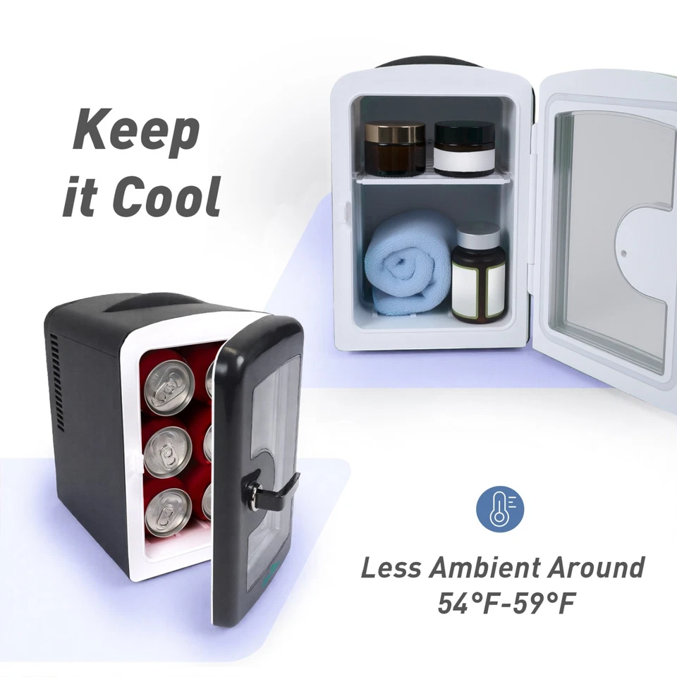 Frigorífico 4L con Ventana Transparente, Mini Nevera para Cosméticos y Bebidas Foto 4 de 4