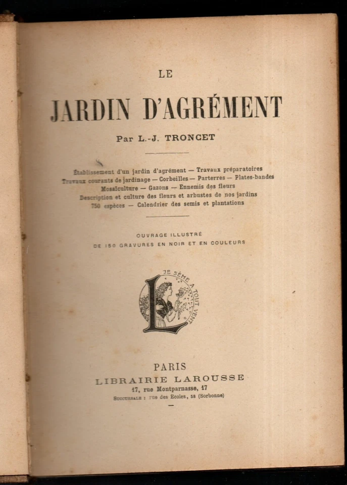 Reliure de 3 ouvrages sur le jardin et l'arboriculture TRONCET Larousse v. 1900 - Photo 3/4