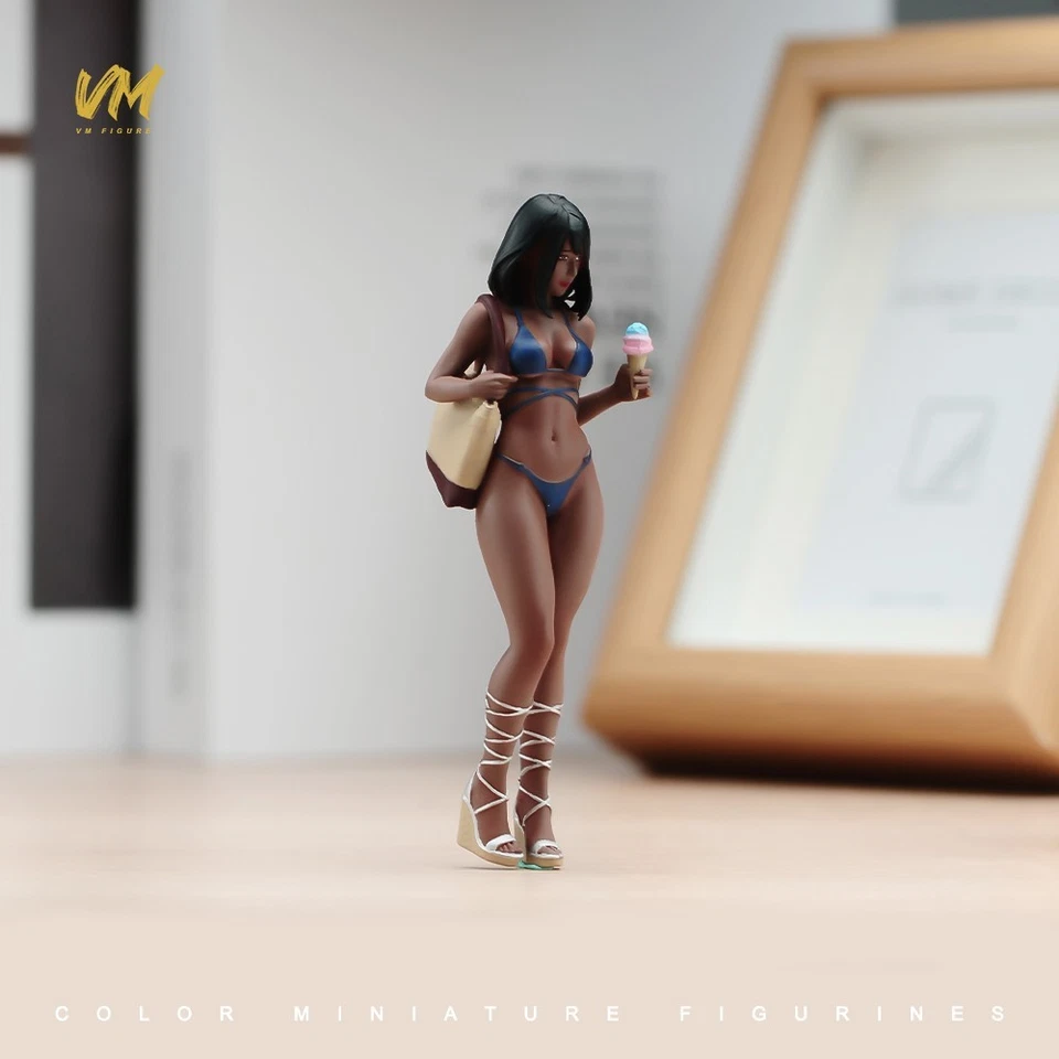 Diorama Scene Prop 1:18 Girl with Ice Cream Realistic Miniature Figure Toys - Image 3 of 4