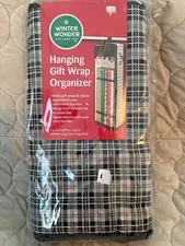Plaid Hanging Gift Wrap Organizer By Winter Wonder Lane 7.4" x 13.8" x 43", New!