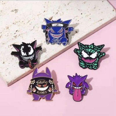 Pokemon Gengar Enamel Pin Set (5 PCS) Ghost Type Collectible Badge Collection