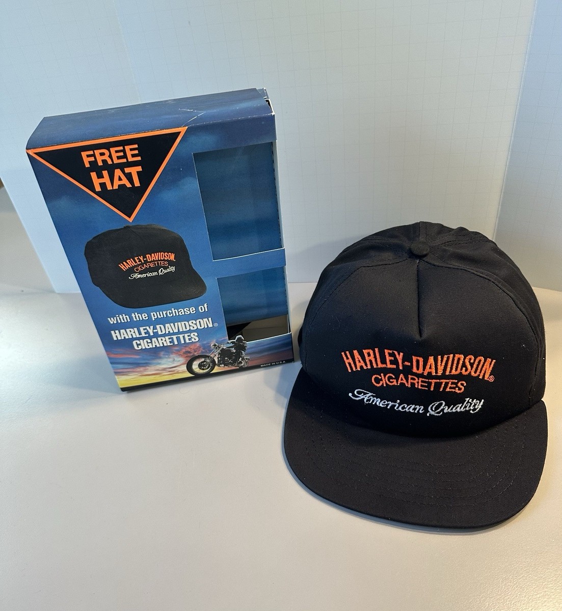 Vintage Harley Davidson Cigarettes American Quality Snapback Trucker Hat Cap  USA