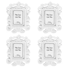 4 Pcs Vintage Resin Picture Frames, 4.7" x 3.5" Mini Picture Frames, White