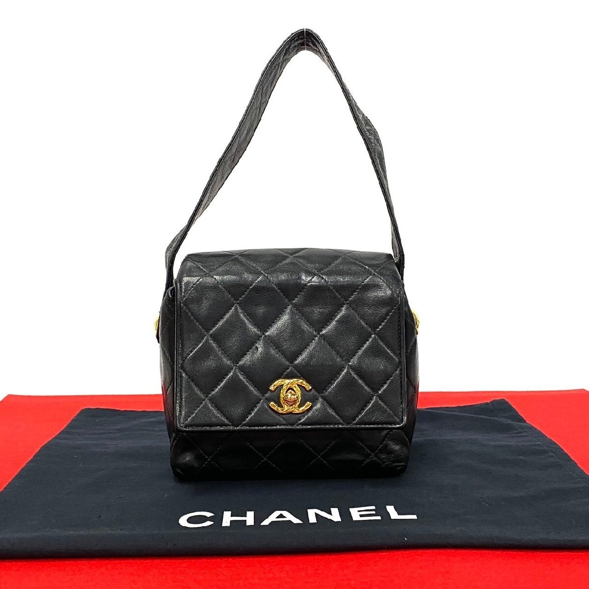 Condition with Seal CHANEL Vintage Matelass Coco Mark Lambskin Mini Handbag