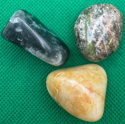 Handmade Polished Rock Magnets 3 Total- Unikite, Quartz & Basalt
