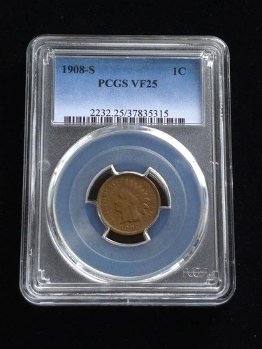 1908-S Indian Head Cent PCGS Graded VF25 #37835315