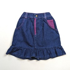 Vintage Oshkosh B'gosh Skirt Girls Size 6 Blue Denim Ruffle 90s
