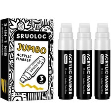 SRUOLOC 3 Jumbo Permanent Markers White, 15mm 1 Count Pack of 3 , White