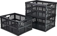 Aebeky 3-Pack Plastic Collapsible Storage Crates-30L,Foldable Plastic Crates for