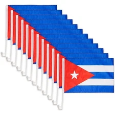 Okuna Outpost Cuba Car Flags with Window Mount Clip (12 x 17 Inches, 12 Pack)