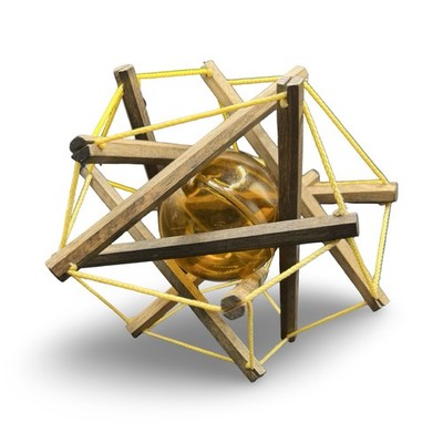 Vintage 70s Cobweb Philosopher s Wooden Decorative Puzzle Plastic Center Ball