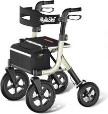 Walkers for Seniors, Rollator Walker with Seat, 12" Big Rubber Wheels All Terrai