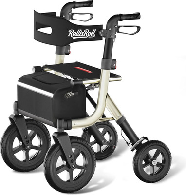 Walkers for Seniors, Rollator Walker with Seat, 12'' Big Rubber Wheels All Terrai