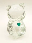 Fenton May Birthstone Glass Teddy Bear Figurine Month Green Heart
