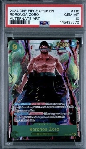 2024 One Piece Op06-Wings Of The Captain Roronoa Zoro Alternate Art PSA 10 #118