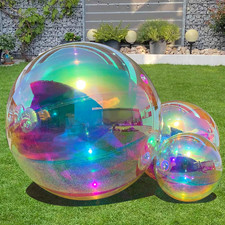 19.6In Inflatable Mirror Ball, Big Shiny Balls Inflatable Silver/Gold/Iridescent