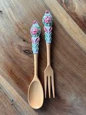 salad servers spoon and fork ceramic