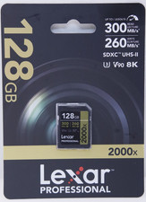 Lexar Professional 128GB V90 2000x SDXC UHS-II U3 4K Gold Series SD Memory Card