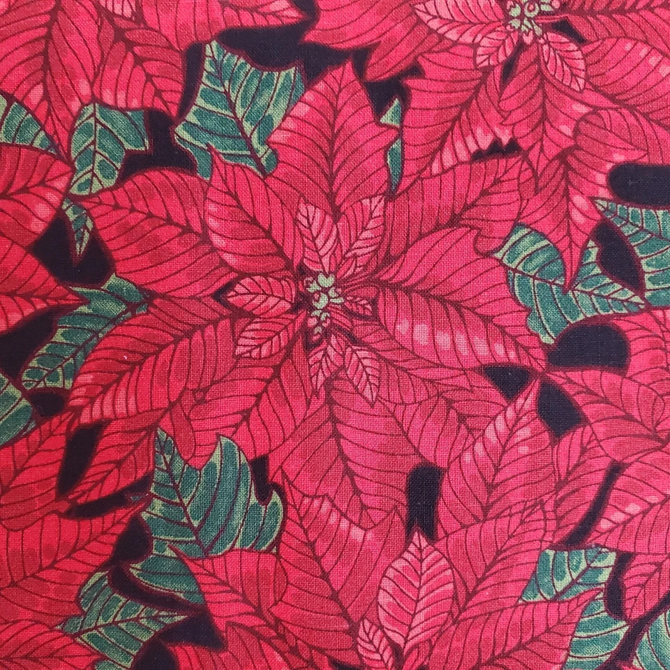 Jinny Beyer Yuletide Fabric Poinsettias Christmas 62 x 44 - Image 3 of 4