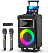 Karaoke Machine with 2 Wireless Mics, 10" Woofer 500W Peak Power Big Portable Bl