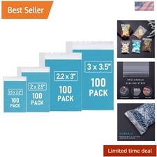 400PCS Small Plastic Bags, 4 Assorted Sizes, Small Baggies, Clear Jewelry Bags