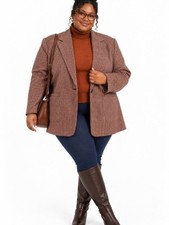A New Day Plaid Blazer Jacket Womens XXL Academic Twee Work Office Fall Winter