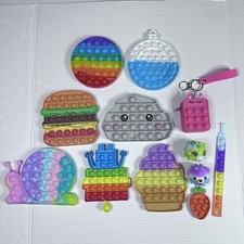 Popping Fidget Bubble Sensory Pop It Popper Toy Silicone Keychain glow Lot of 12