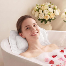 Bath Pillow, 4D Mesh Support Cushion for Tub, Neck Back Head Rest, Non-Slip